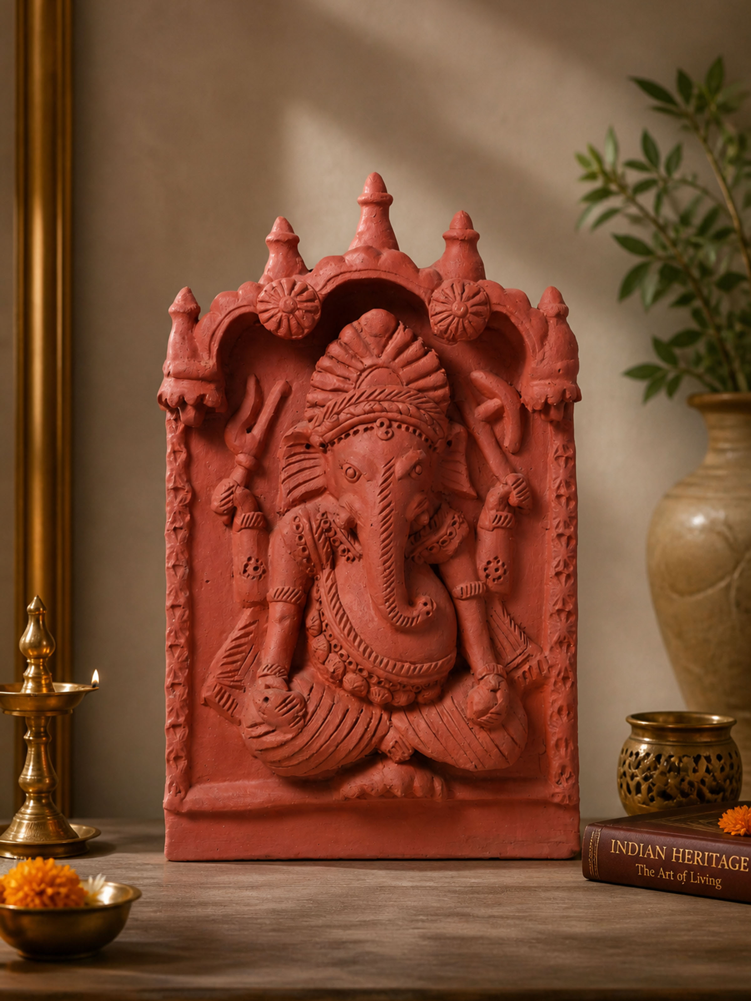 Matte Terracotta Clay Ganesha Idol