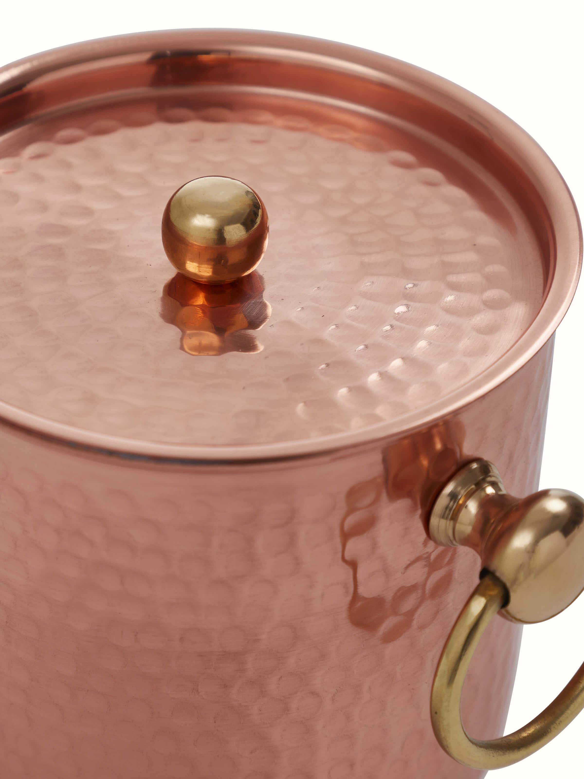 Top view of Copper Ice Bucket by Swadesh showing the wide opening and polished copper surface.
