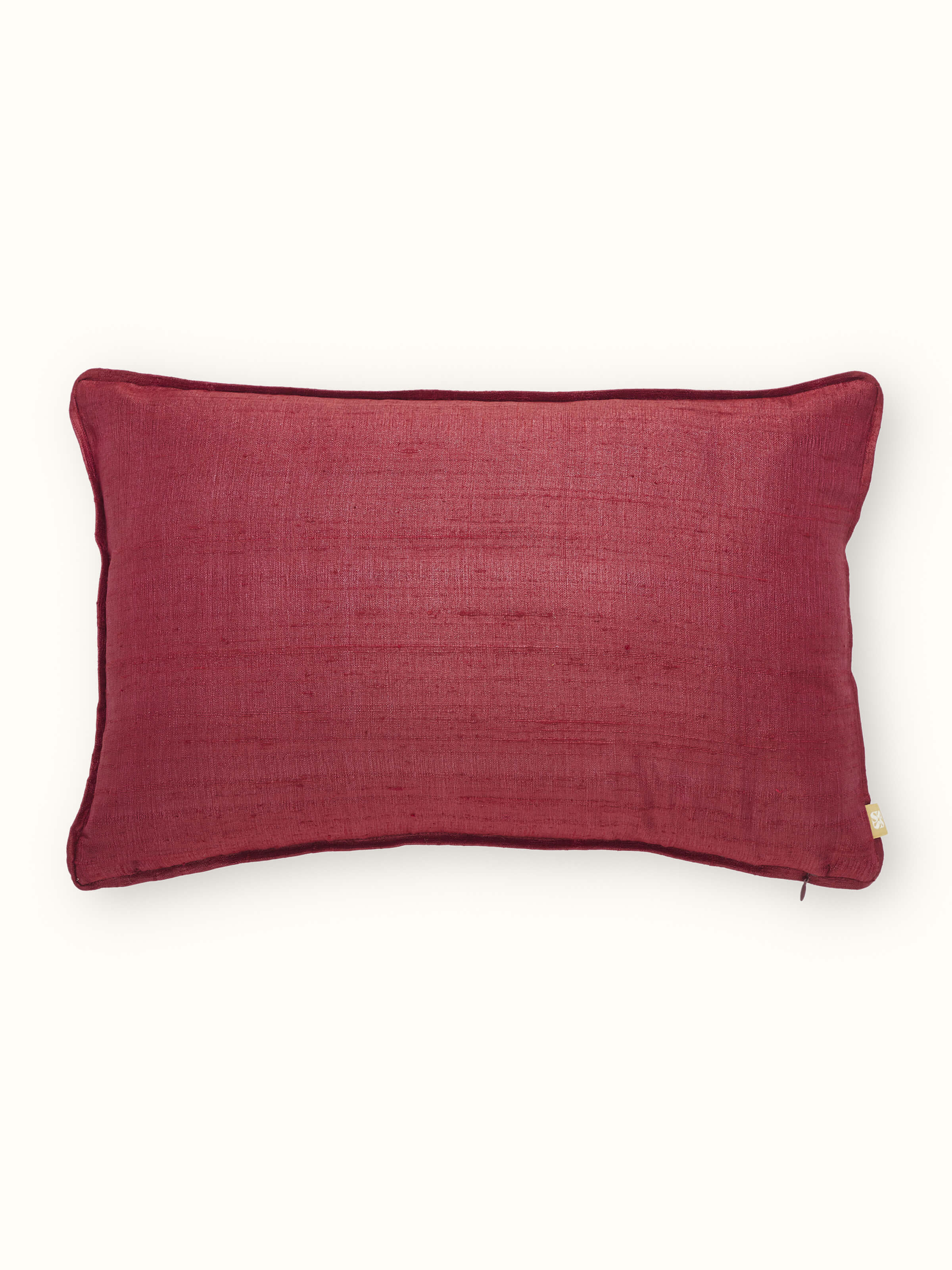 Alankar Maroon Diagonal Stripe Silk Zardozi Hand Embroidered Cushion Cover