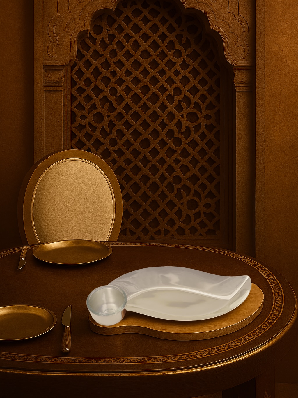 Lifestyle view of Silver-plated Rectangular Nut Bowl