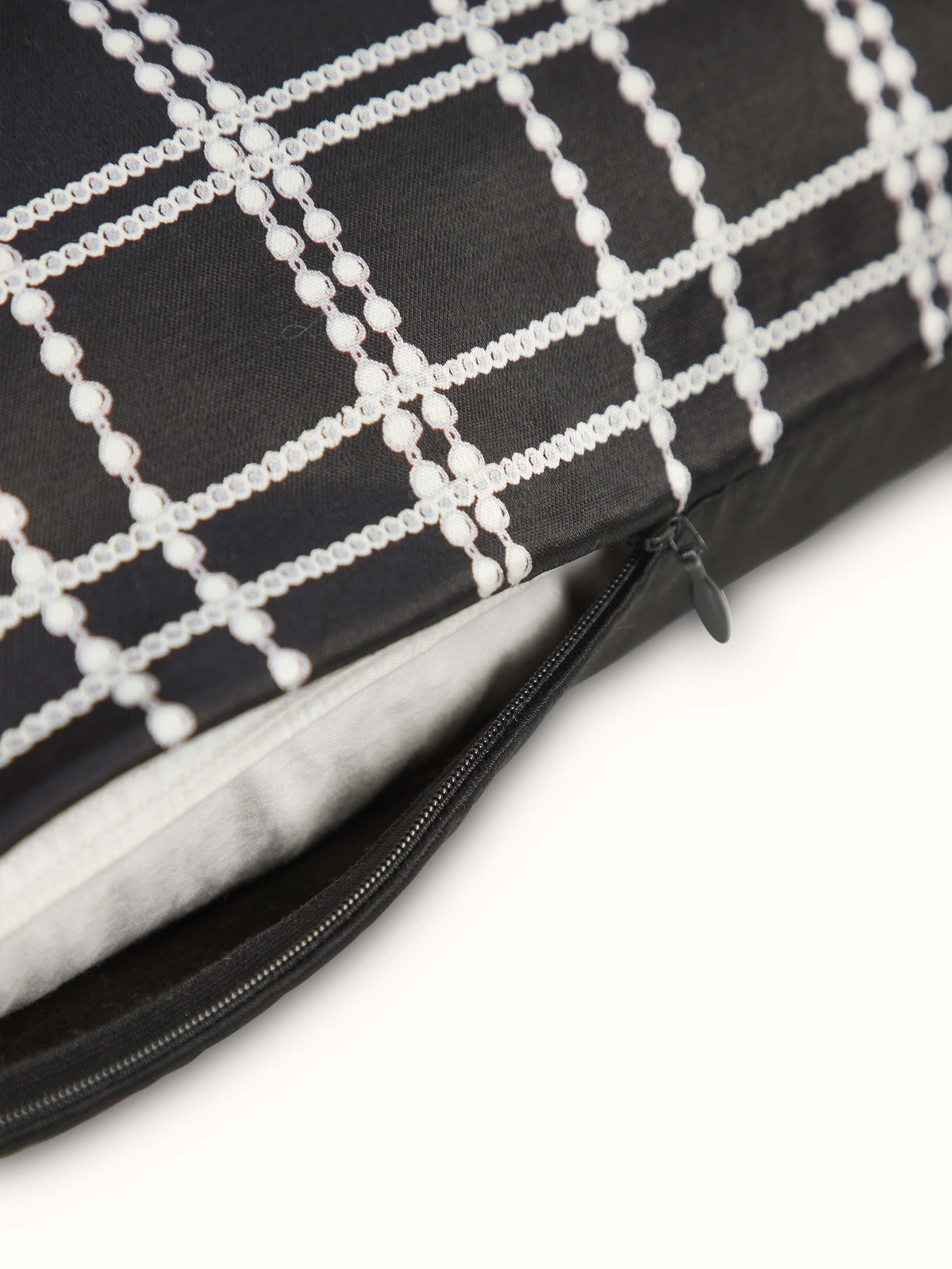 Rambagh Black Checks Cotton Blend Sanganeri Hand Block Printed Cushion Cover