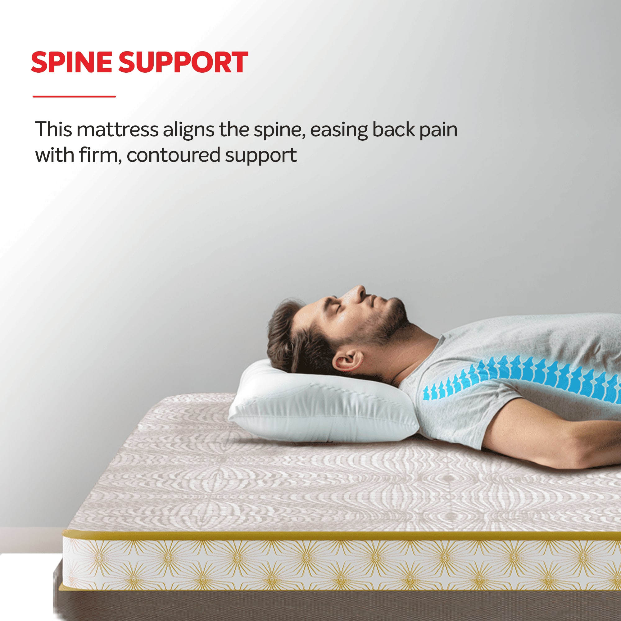 KURLON OrthoMagic Essential |Orthopedic Hybrid mattress with Latex, Coir & HR Foam | 5 inch Single Latex Foam Mattress (L x W: 72 inch x 35 inch)