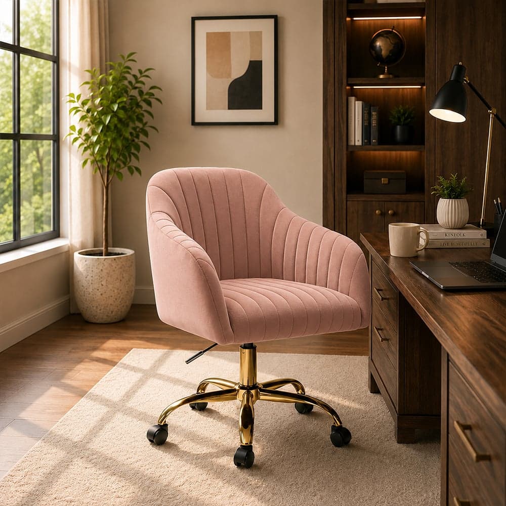 Doe Buck Louise Modern Pink Velvet Office Chair