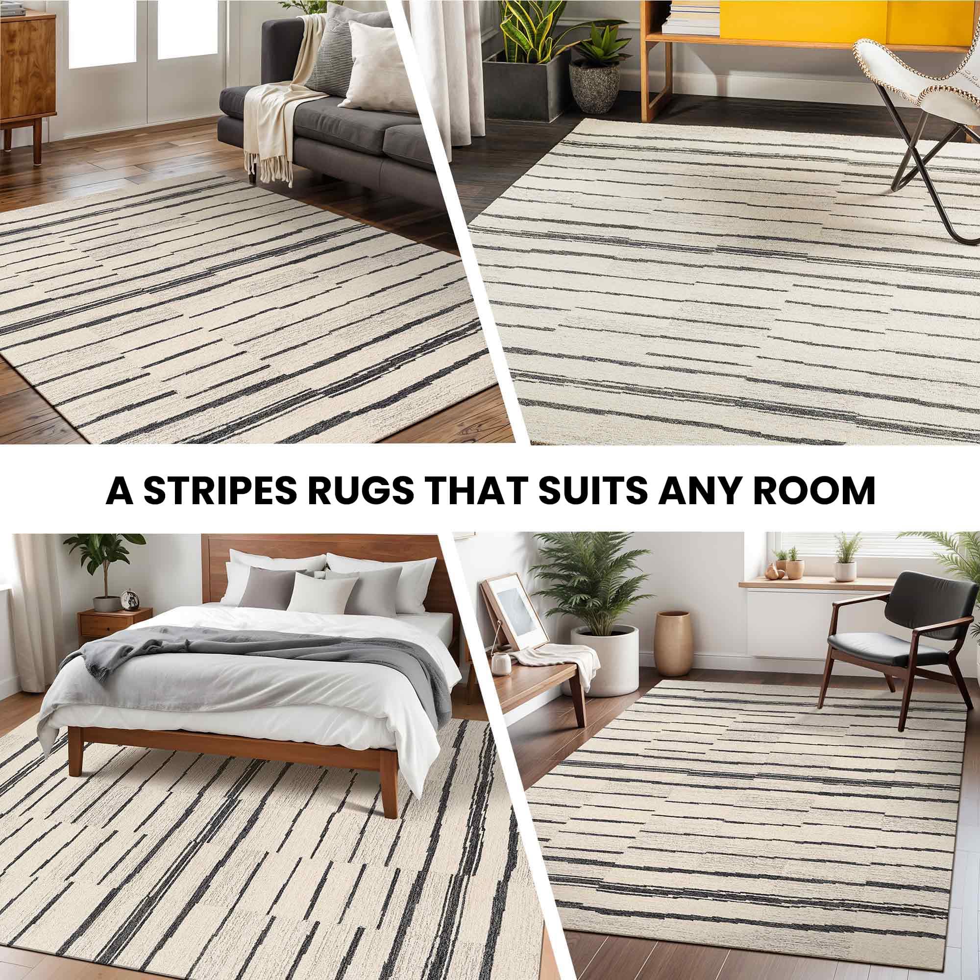 Granada Beige & Black Wool Rug