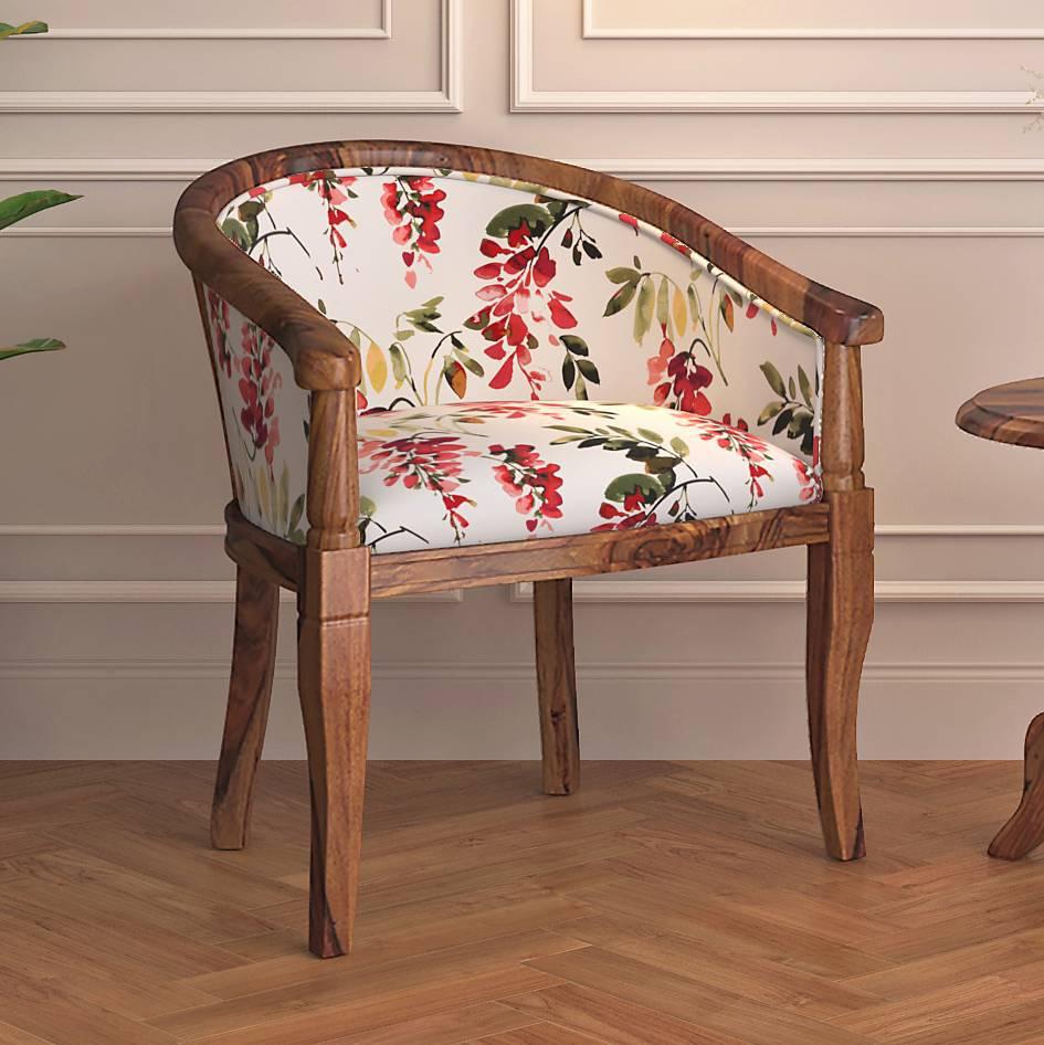 Florence Armchair in Carmine Cassia Colour and Teak Finish