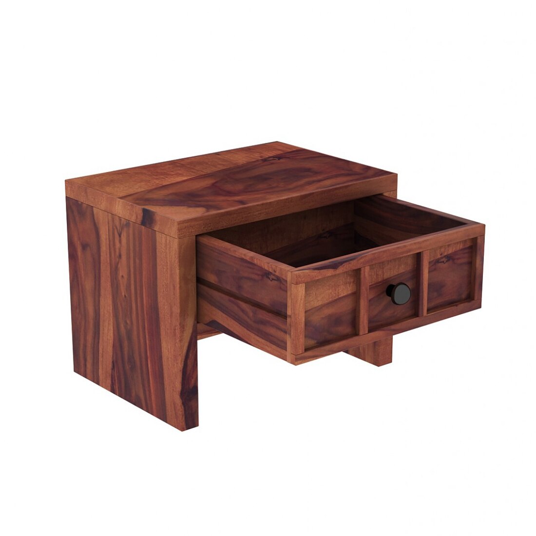 Tiana Solid Wood Bedside Table in Teak Finish