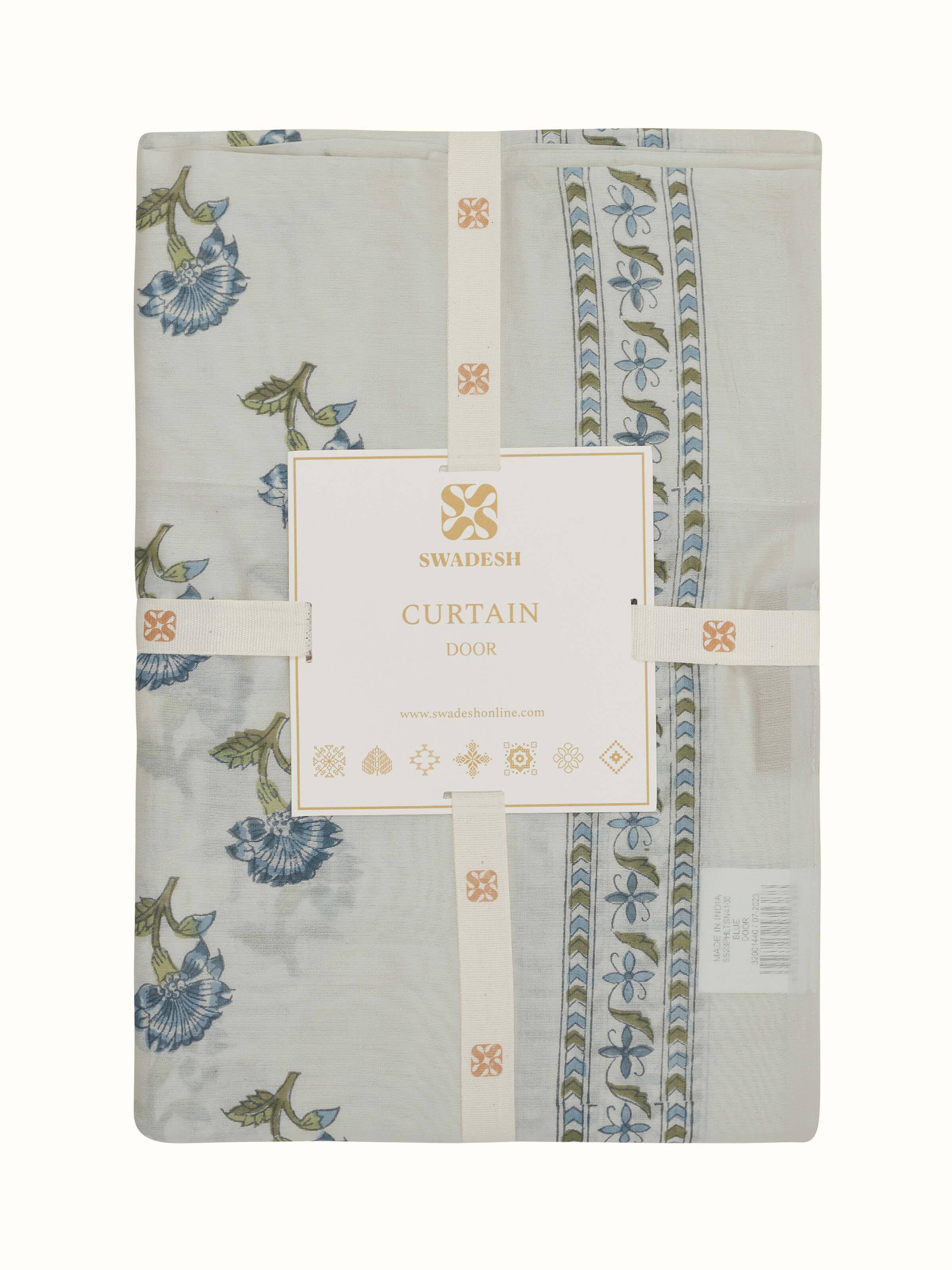 Close-up view of Aaarunya Floral Curtain edge, showcasing fine stitching and smooth fall.