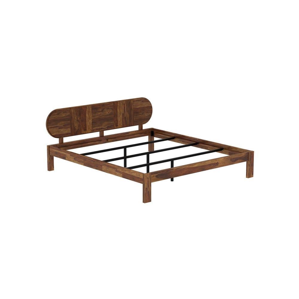 Woodwhiz Solid Wood King Size Non Storage Bed In Provincial Teak Finish