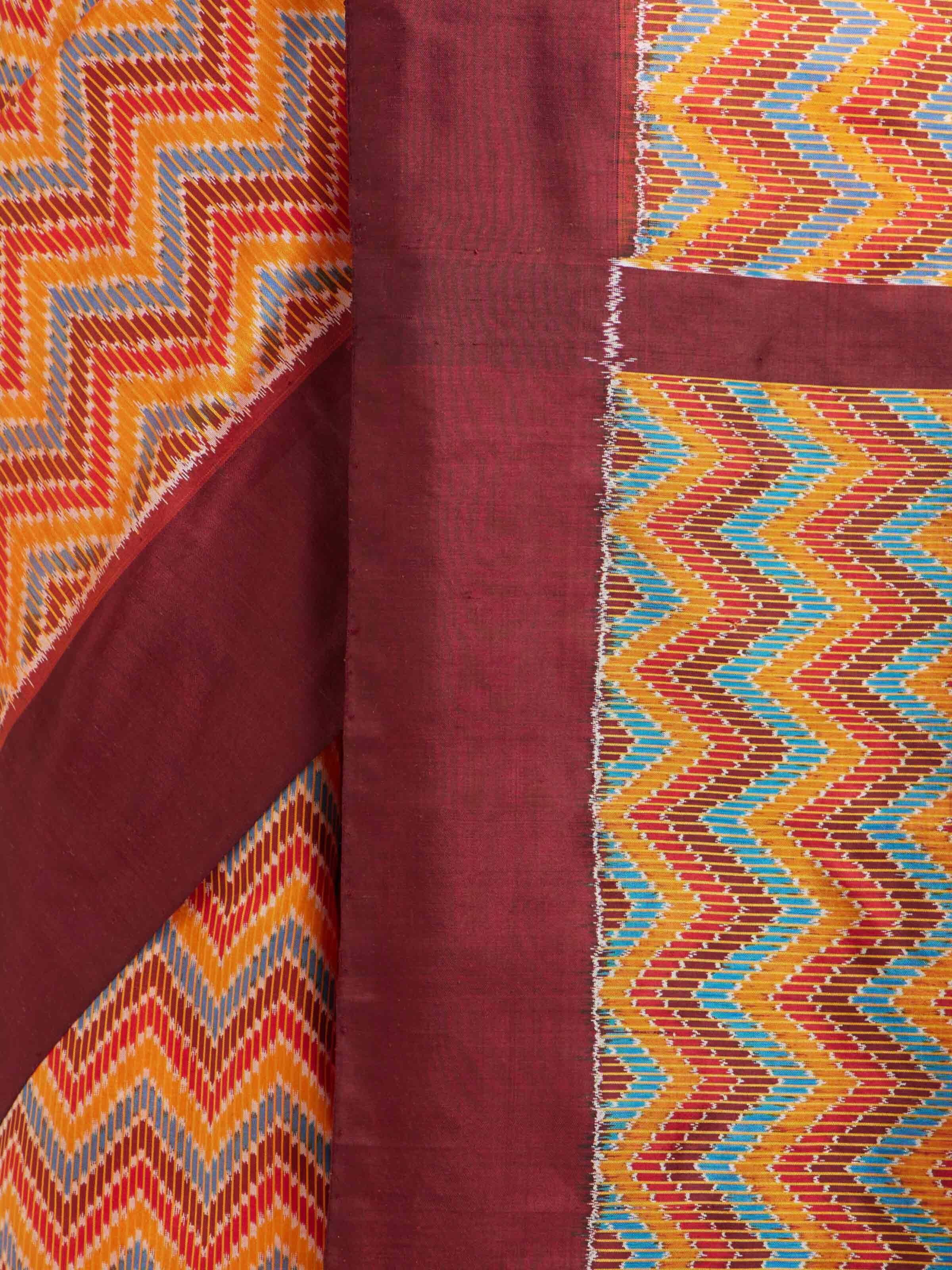 Multicolor Silk Pochampally Single Ikat Saree