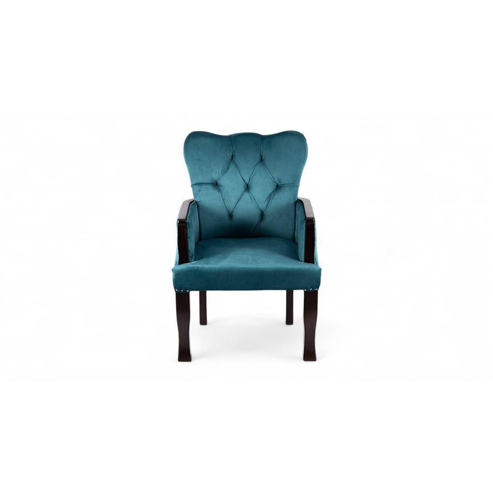 Arista Sheesham Wood Accent Chair Set of 2 in Turquoise