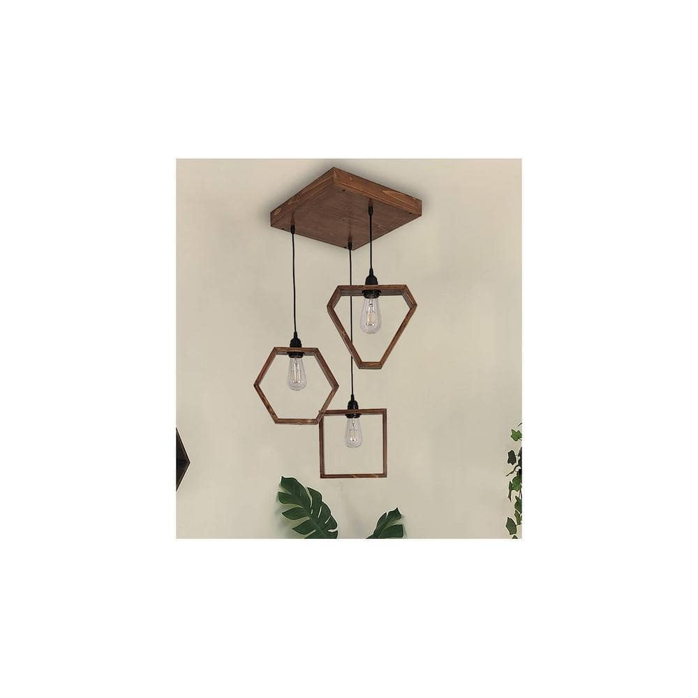 Clark Brown Solid Wood Cluster Hanging Light