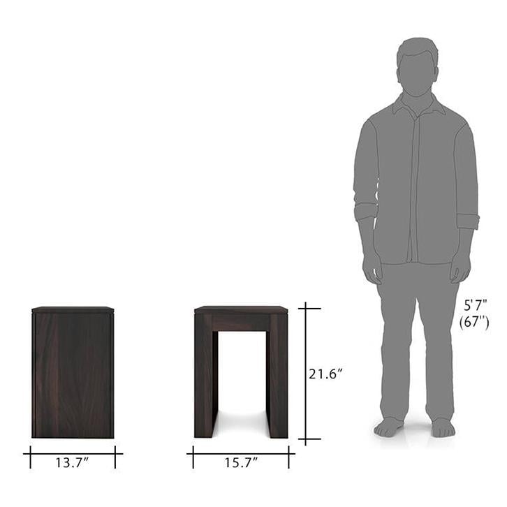 Epsilon Solid Wood Side Table in Mahogany Finish