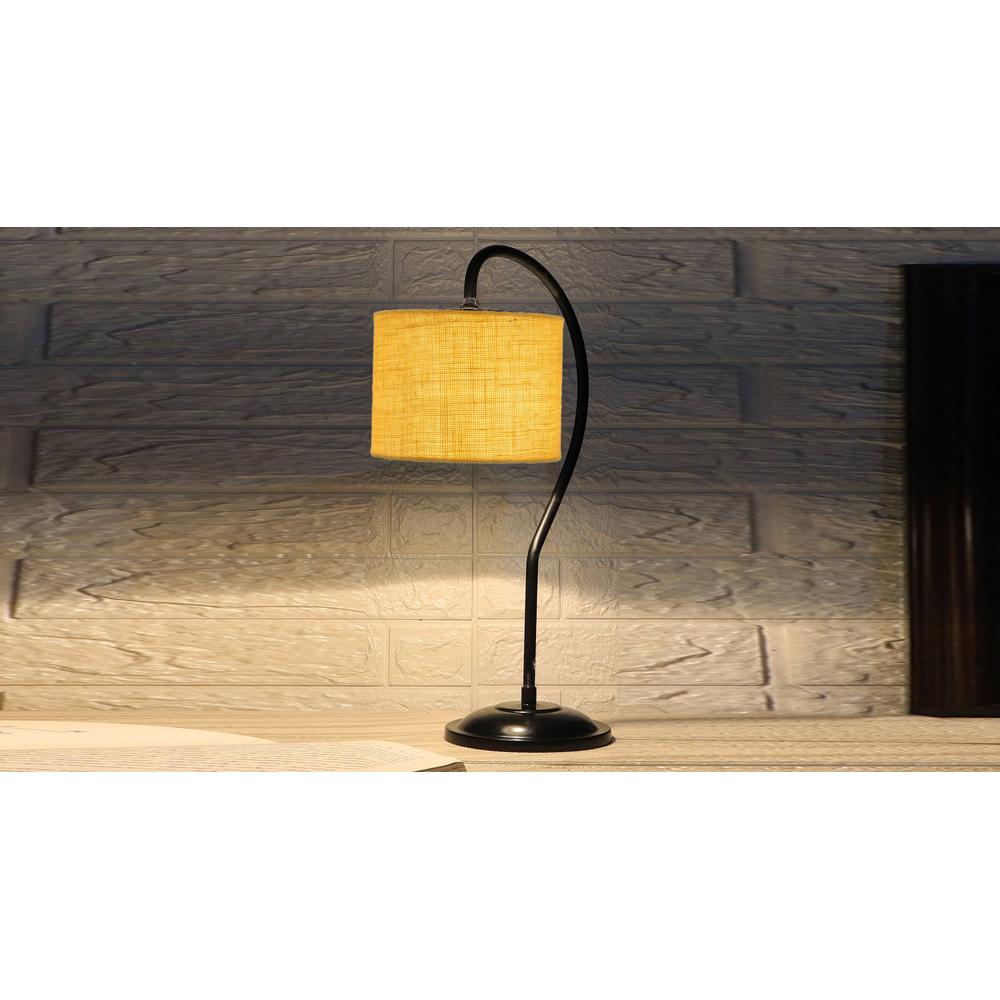 Yellow Jute Curvy table lamp with Iron Base (SP21)
