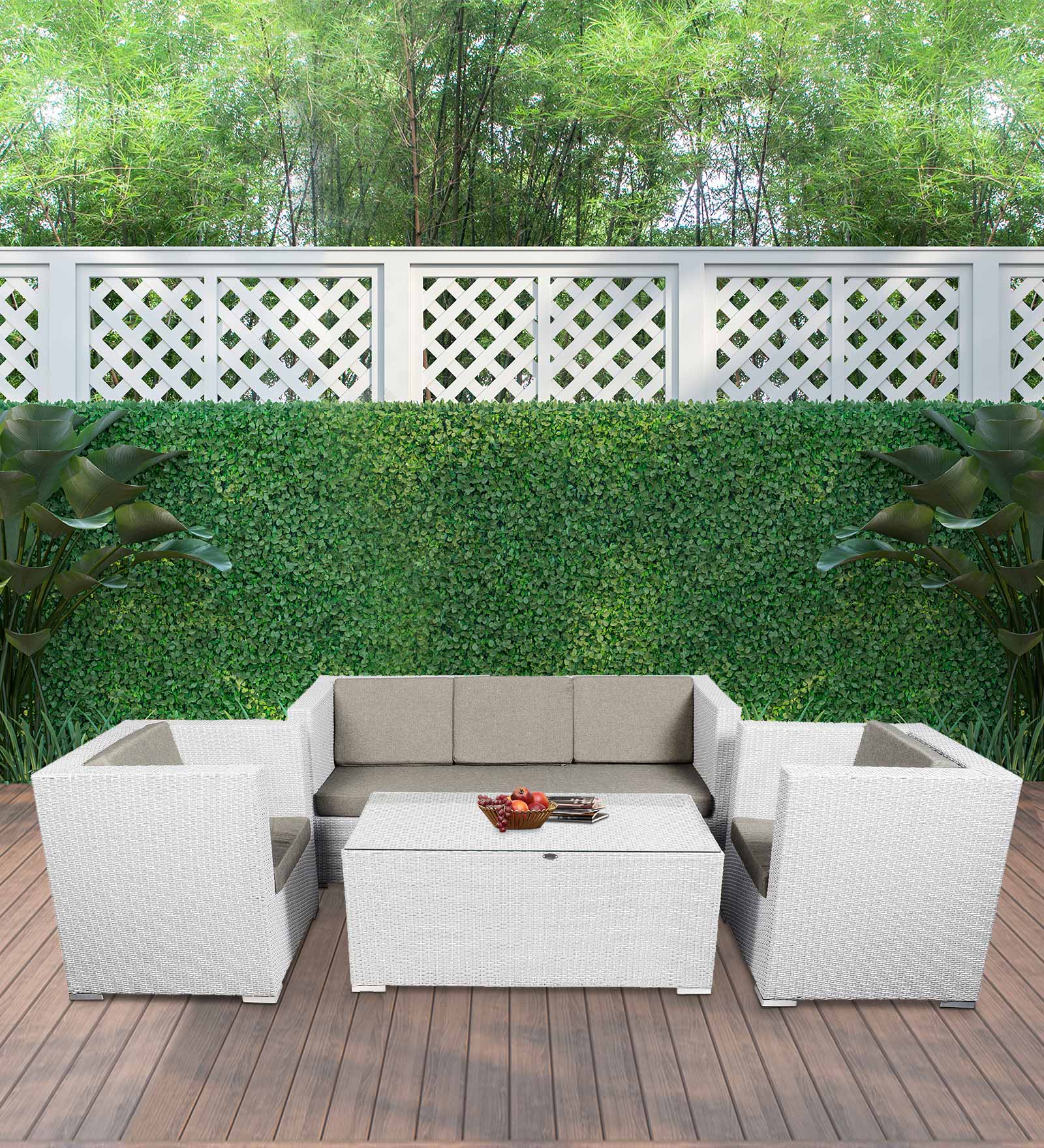 Nice 3+1+1 Seater Wicker Sofa Set in Black and White Dual Tone Colour