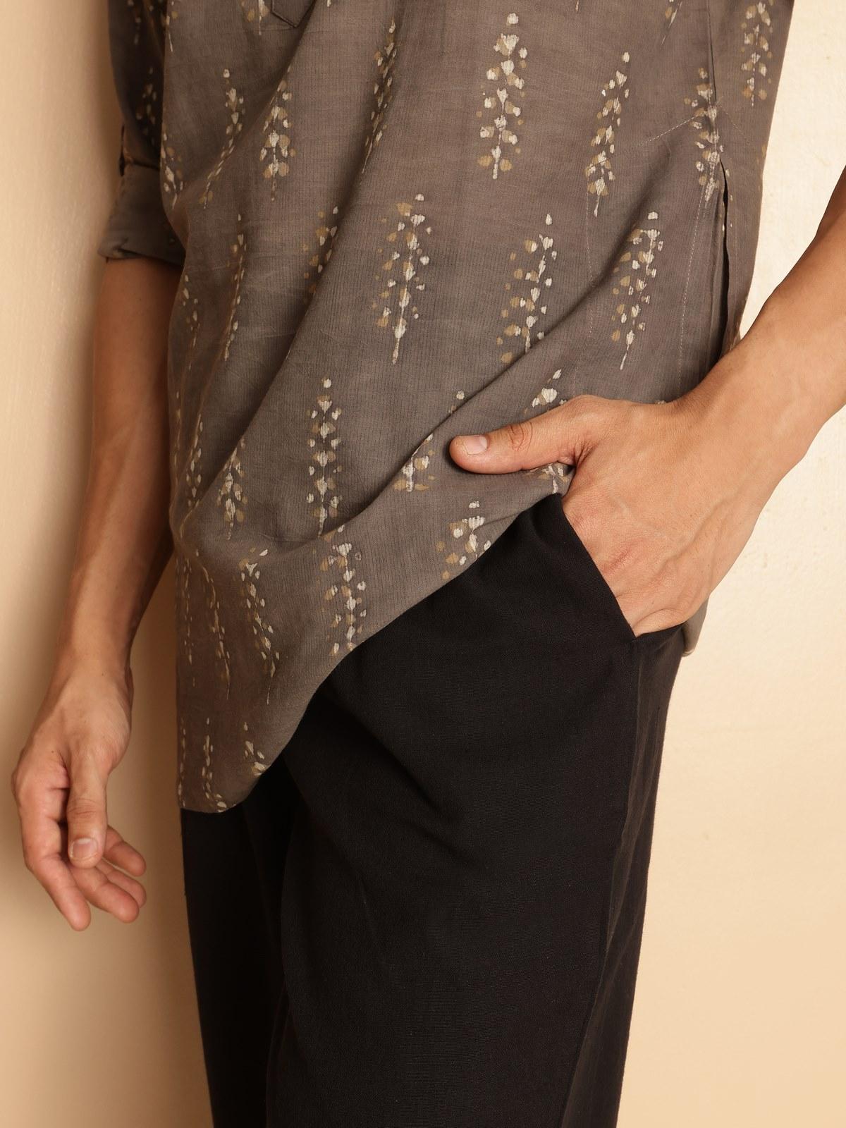 Black Cotton Elasticated Pyjamas