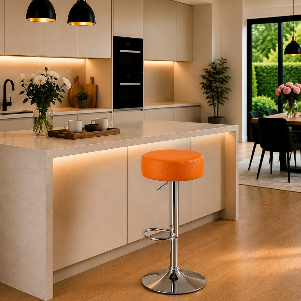 Doe Buck Linon Adjustable Bar Stool in Tan Colour with Chrome Base - Doe Buck