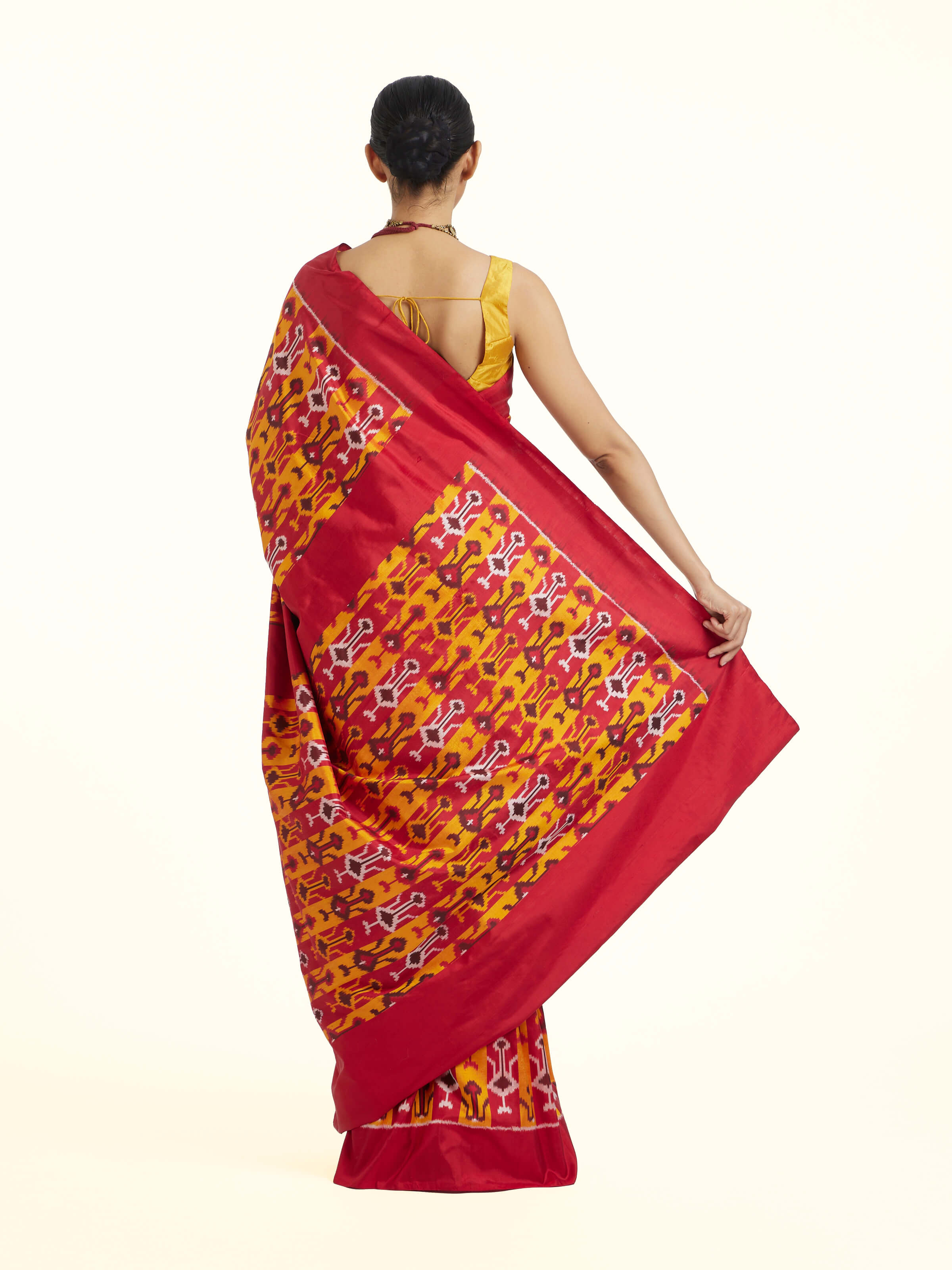 Yellow Pochampally Single Ikat Saree