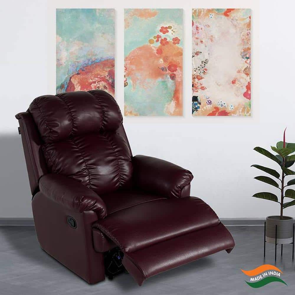 369 Leatherette One Seater Manual Recliner in Burgundy Colour