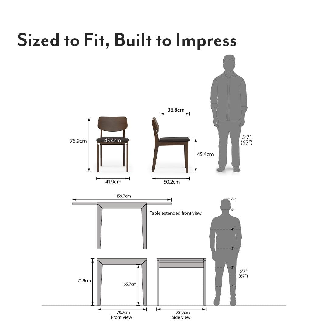 Murphy 4-To-6 Extendable - Lawson 4 Seater Dining Table Set (Colour- Dark Brown , Finish- Dark Walnut)