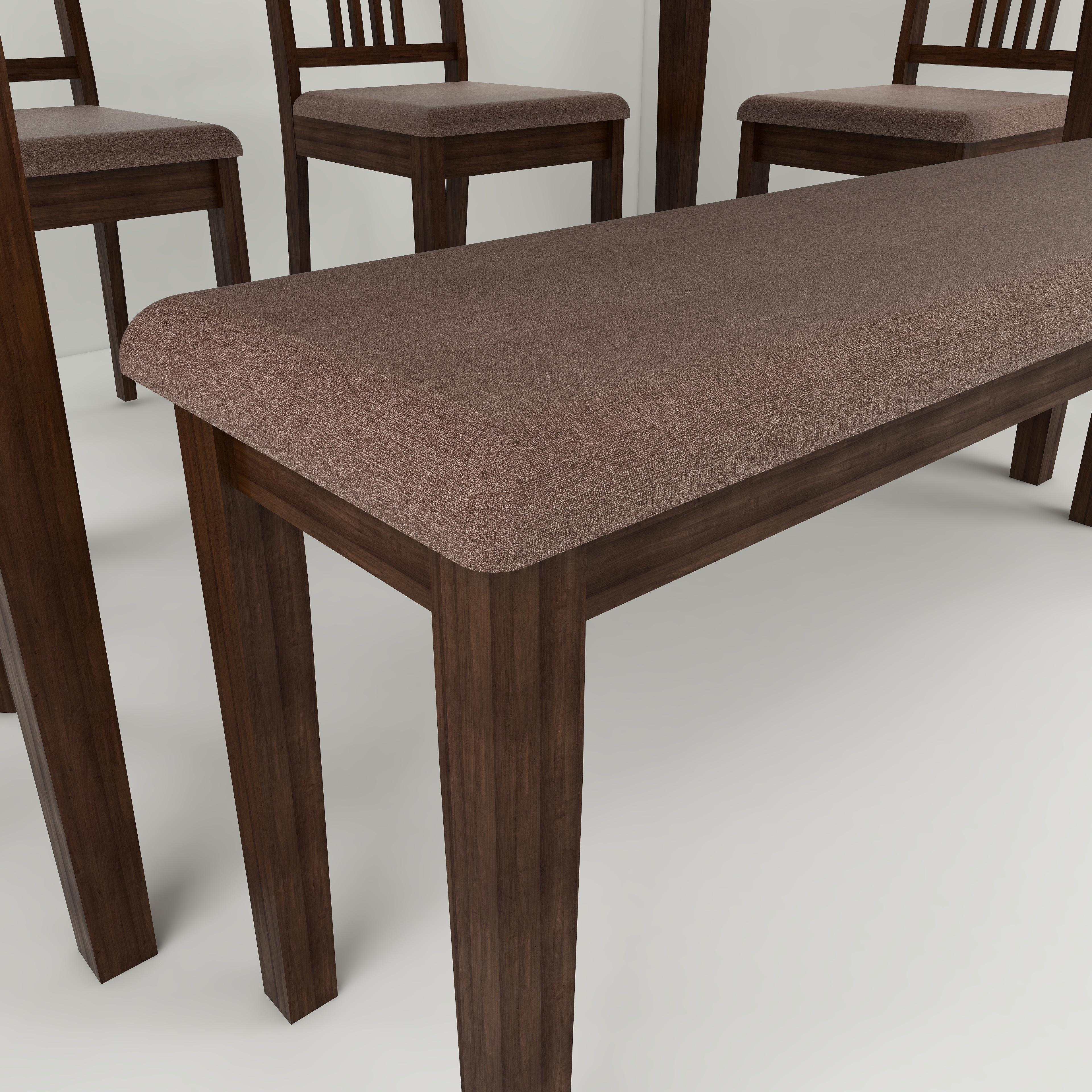 Monterey 4 Seater Dining Set with 1 Bench and 2 Chairs (Rubberwood, Dark Cappuccino Finish)