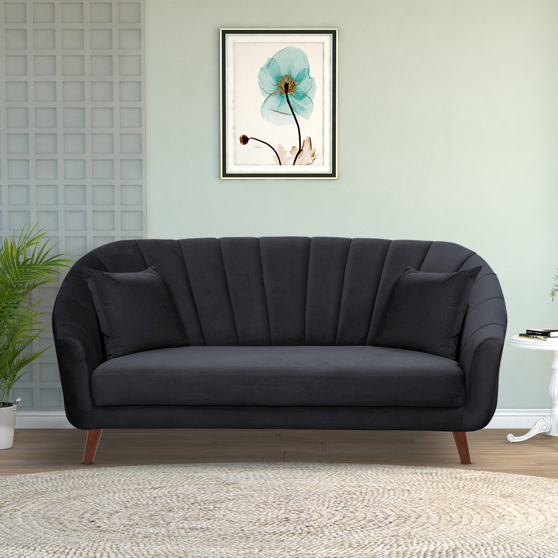 Nilo Velvet 3 Seater Sofa Dark in Grey Colour