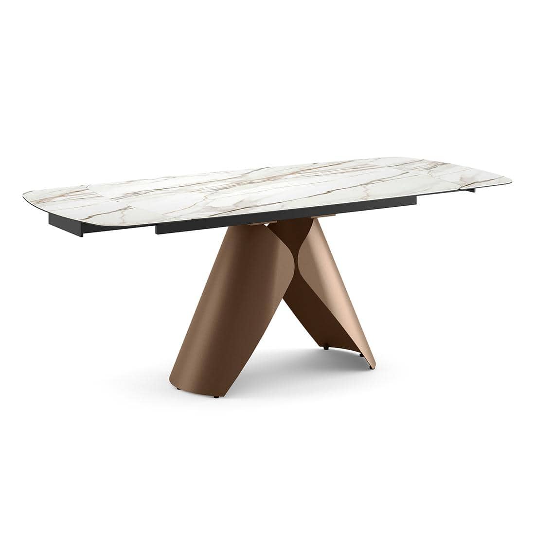 Aeris Ceramic 6 to 8 Seater Extendable Dining Table in Gilded White Finish