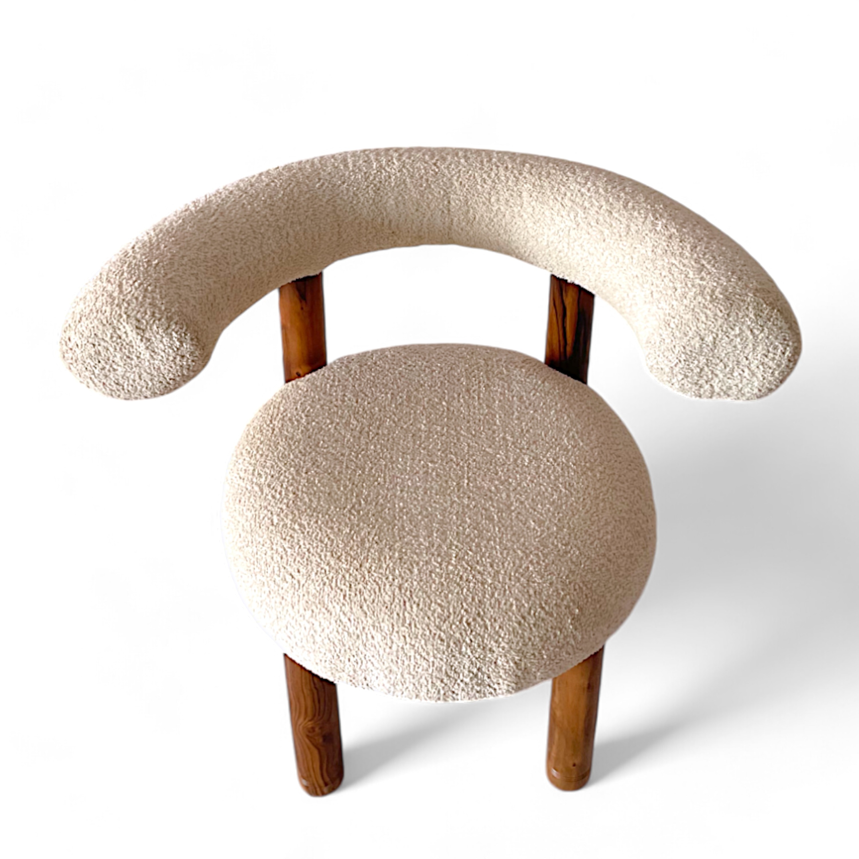 Westfield Sheesham Wood Mid Century Lounge Chair in Off White