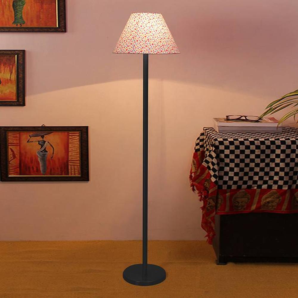Lochlan Multicolour Fabric Shade Floor Lamp with Black Iron Base - Devansh