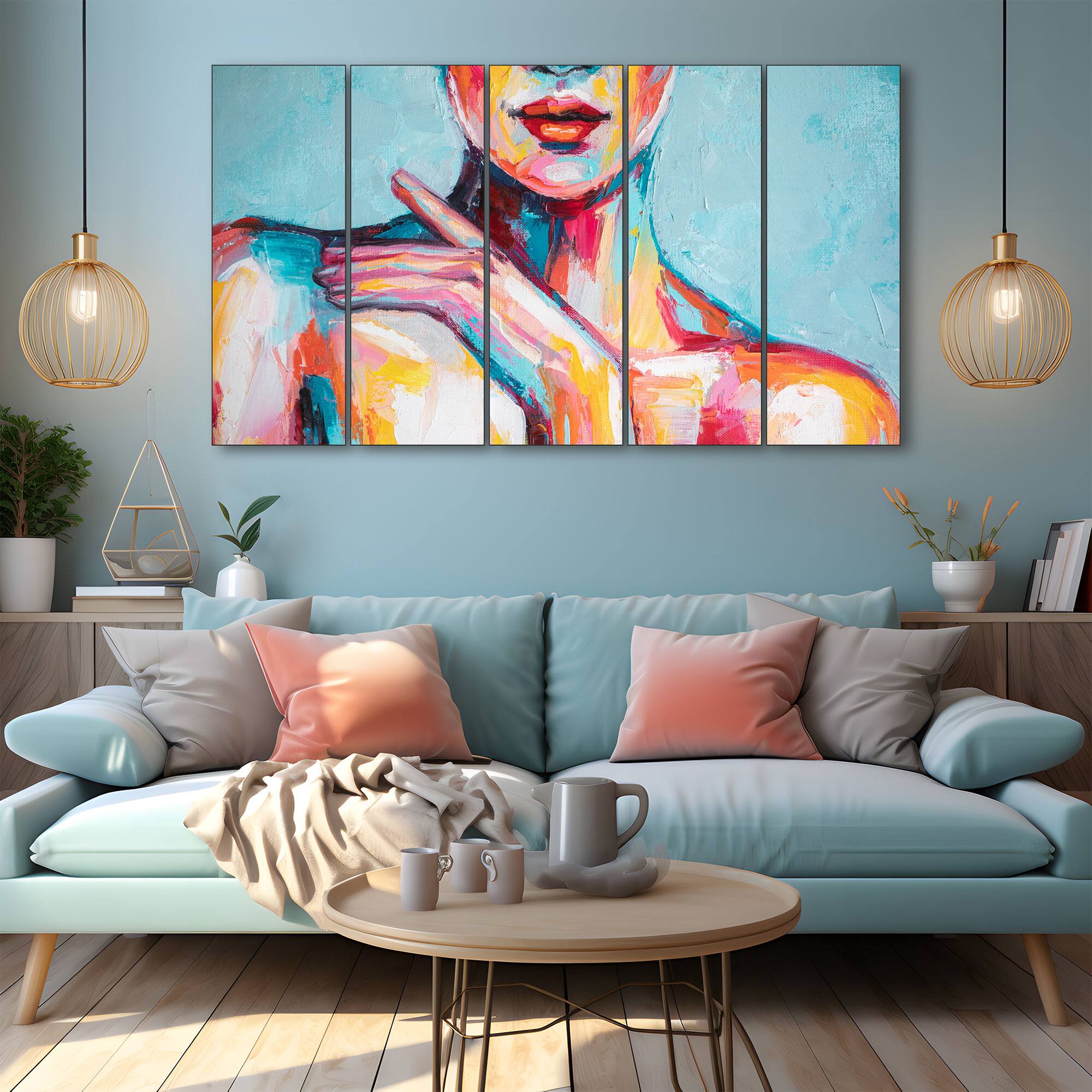 The Castle Decor Woman Abstract Wall Painting Wooden Framed Digital Painting 27x48 Inch (Style 6) - The Castle Decor