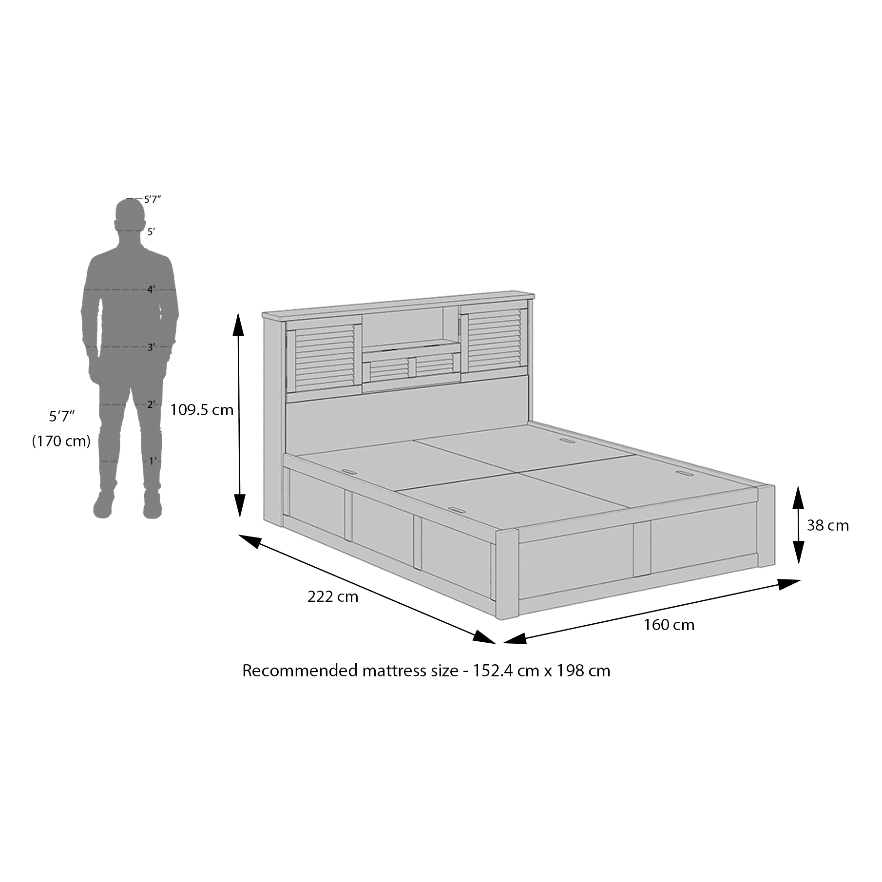 Cambry Queen Size Hydraulic Storage Bed With Headboard Storage In Honey Finish