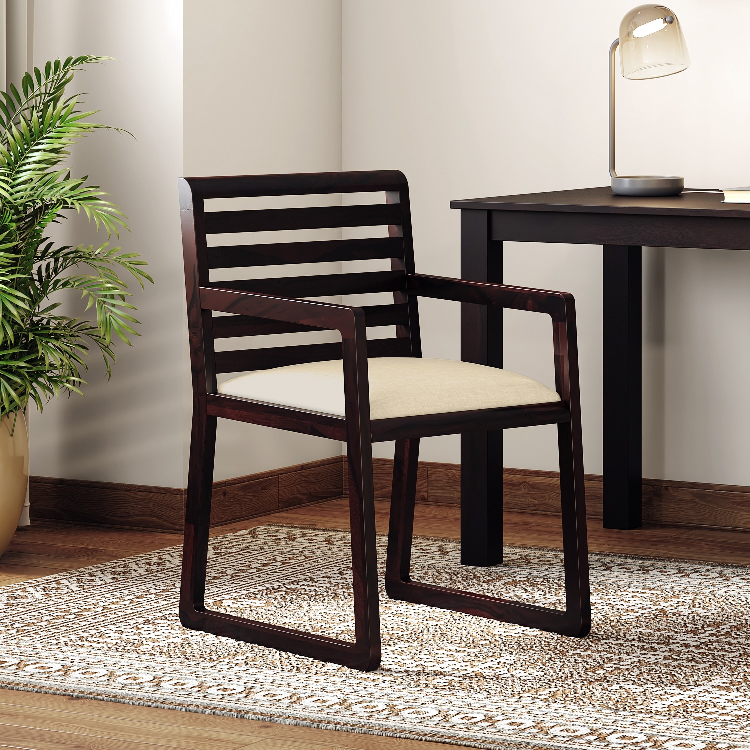 Hawley Solid Wood Study Chair In Mahogany finish, Color - Macadamia Brown