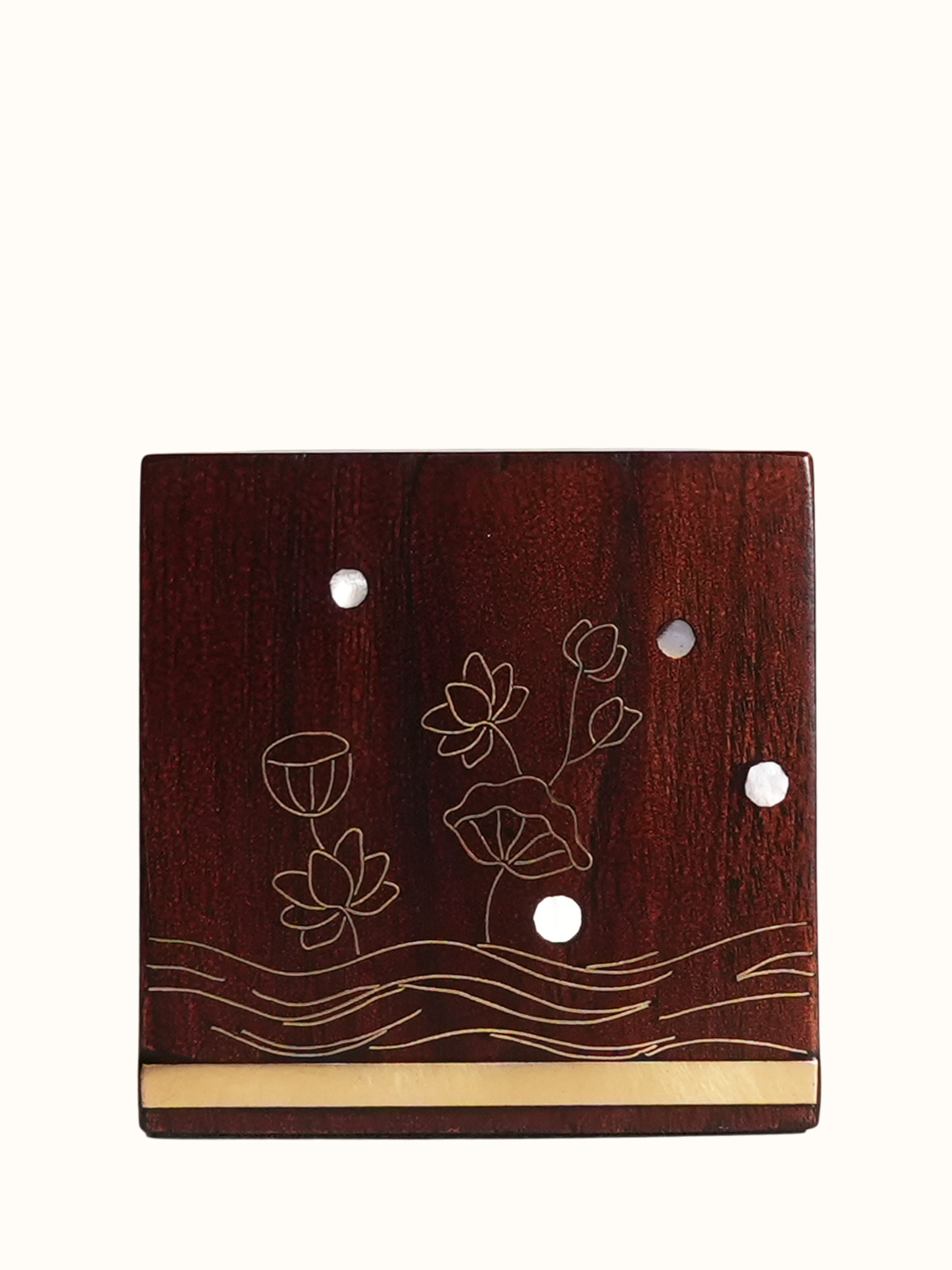 Kamal Tarkashi Teak Wood Dry Flower Pot