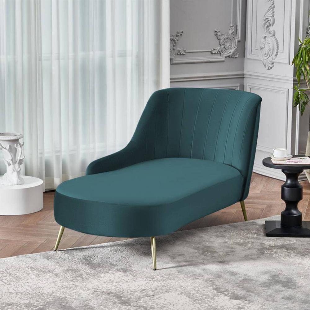 Henz Velvet Chaise Lounger in T Blue Colour - Home Lifestylez