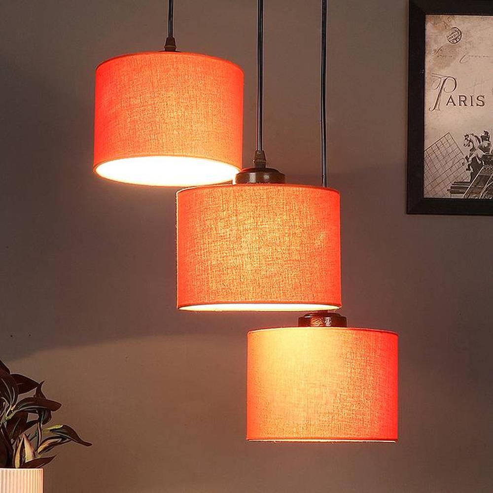 Finnegan Orange Fabric Cluster Hanging Light