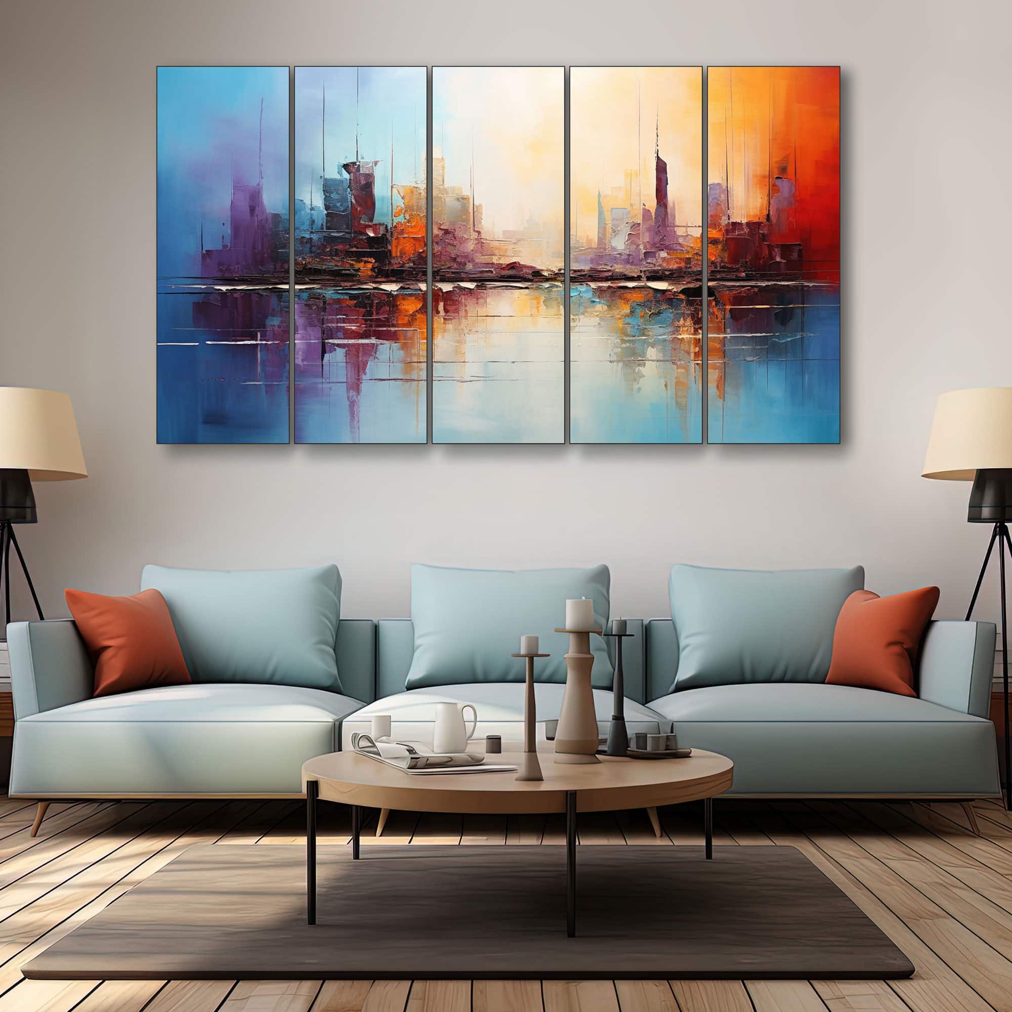 The Castle Decor Abstract Art Wall Painting Wooden Framed Digital Painting 27x48 Inch (Style 20) - The Castle Decor
