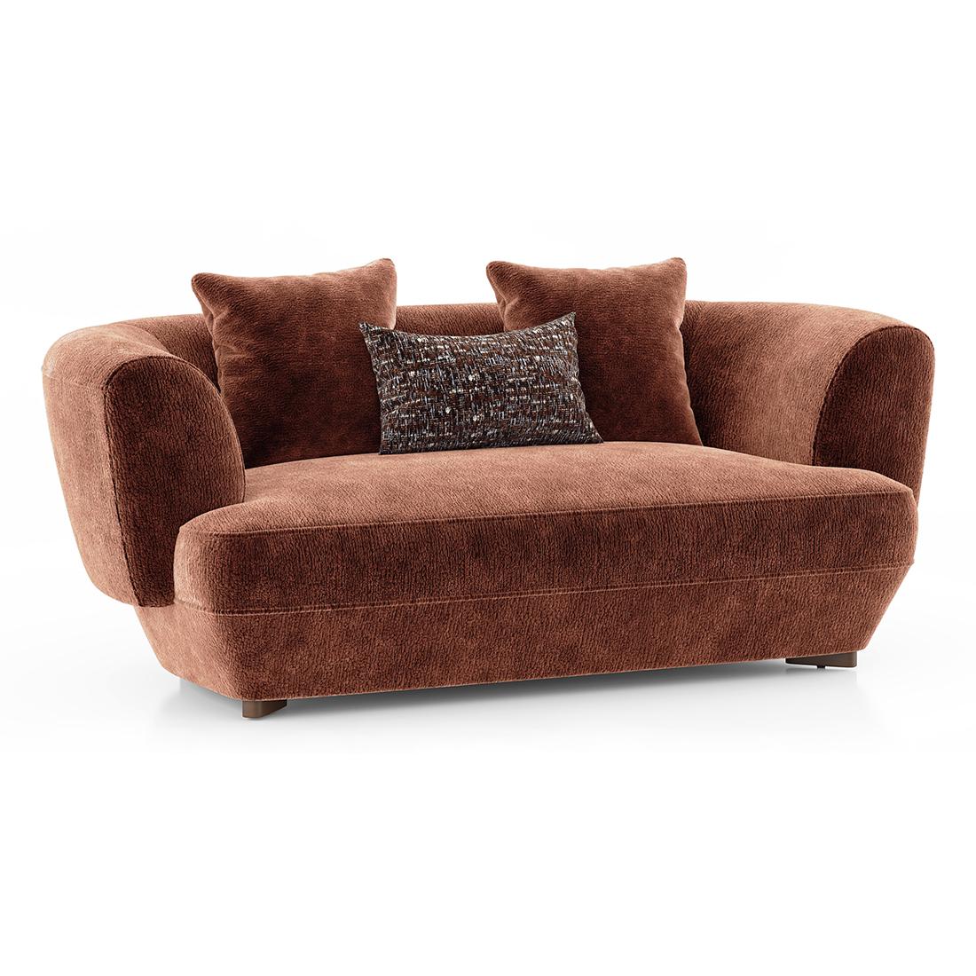 Brie 2 Seater Fabric Sofa In Terracotta Colour