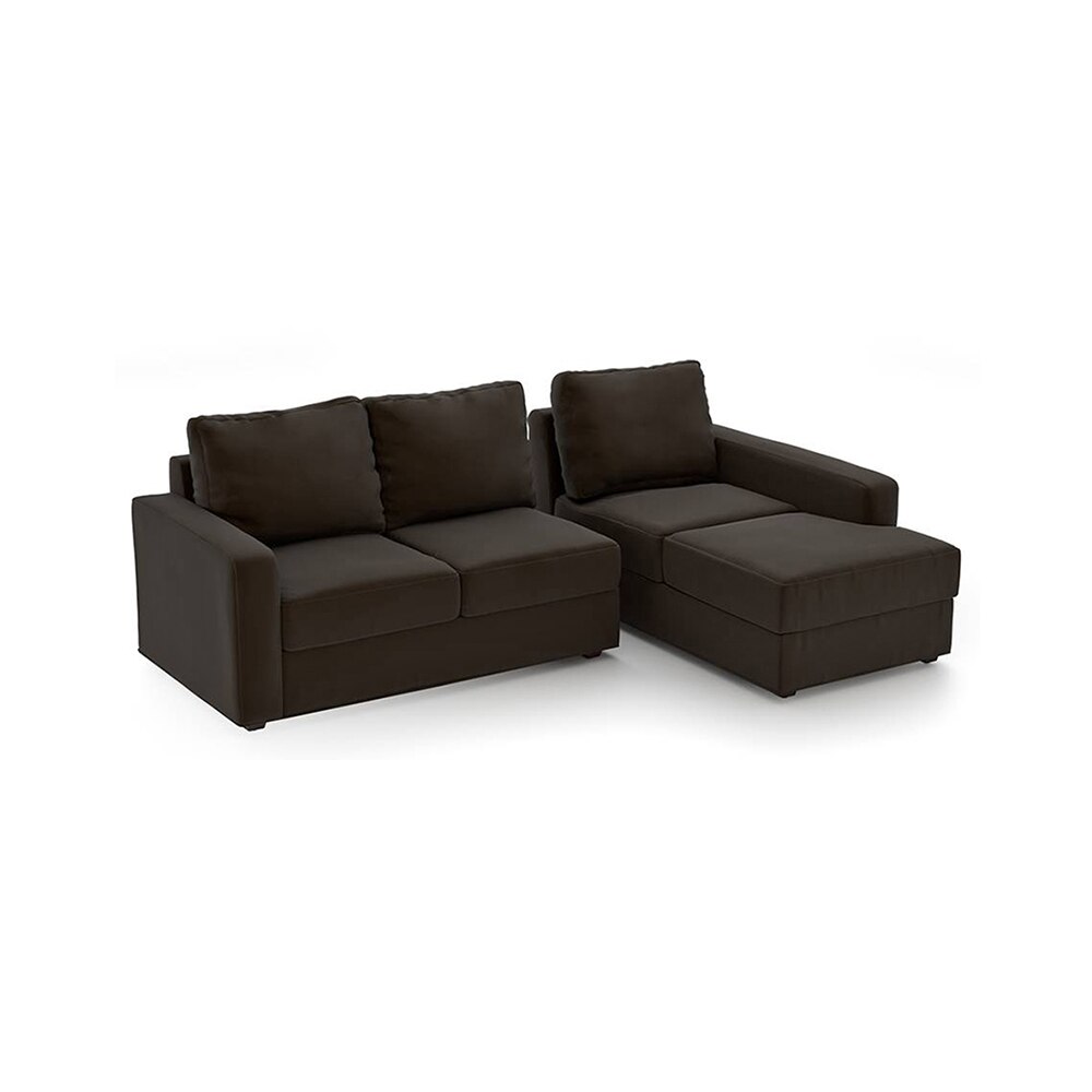 Apollo Sofa (Colour : Chocolate, Cushion : Hard, Seating Capacity : Right Aligned 2 Seater + Right Aligned Chaise)