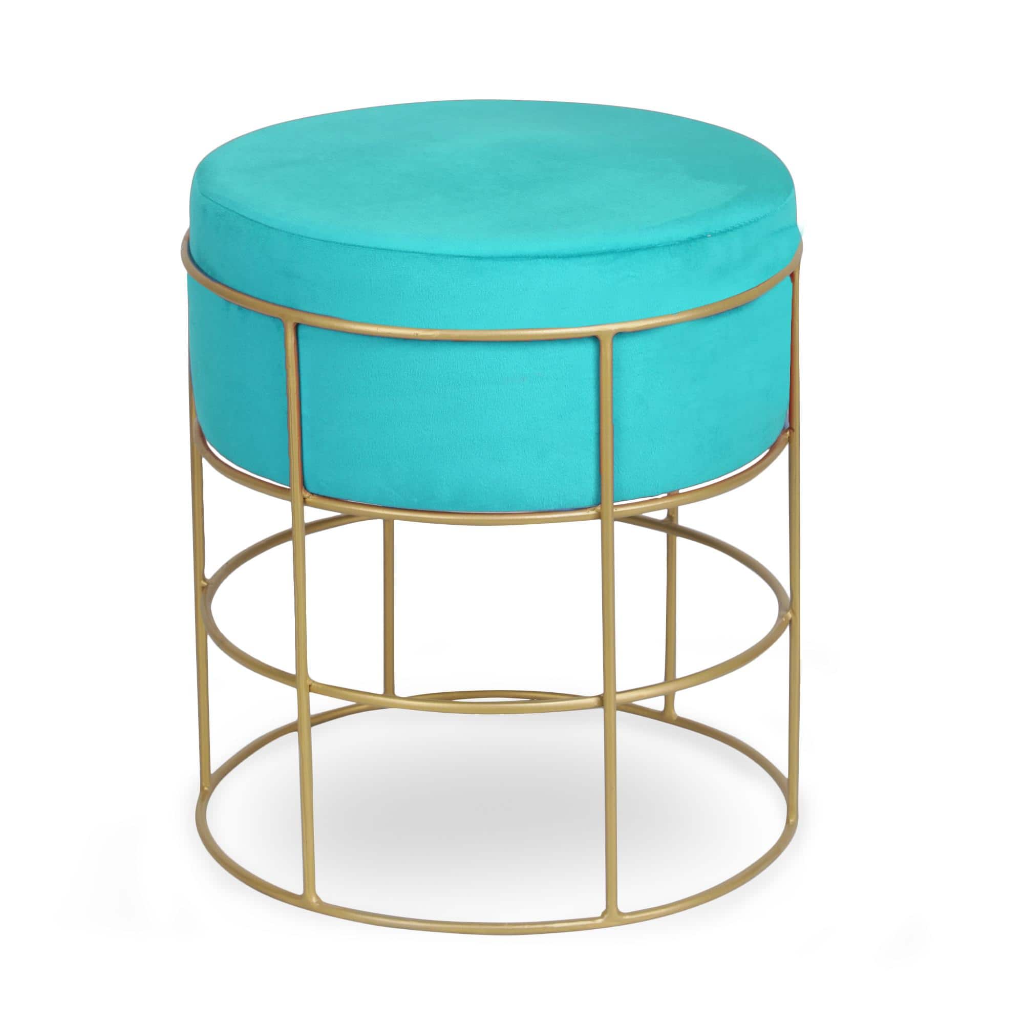 Orion Solid Wood  Ottomon in  Blue Colour