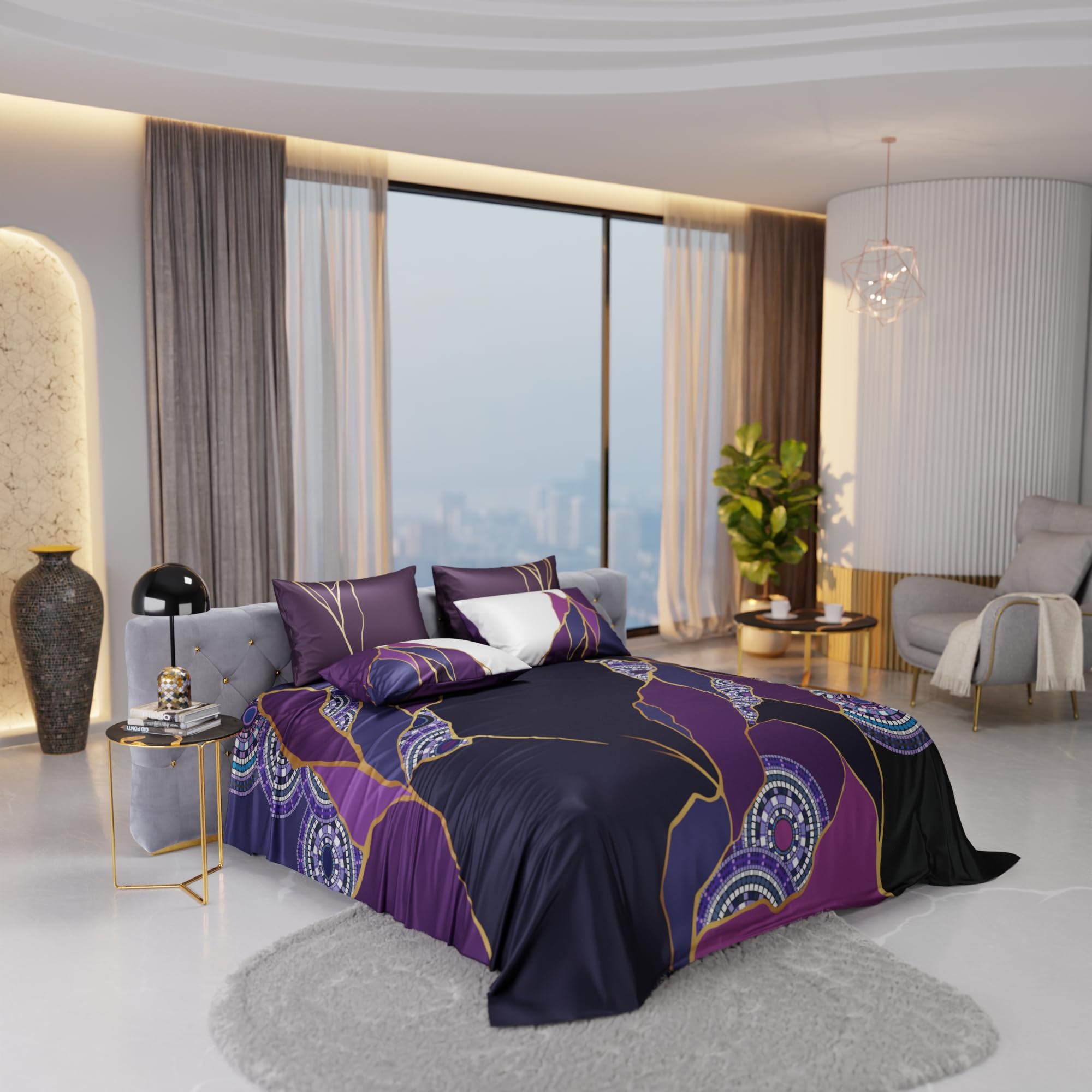 Stoa Paris Super King Size Enriched Cotton Bedsheet with 4 Pillow Covers  Size Bur Burgundy - Stoa Paris
