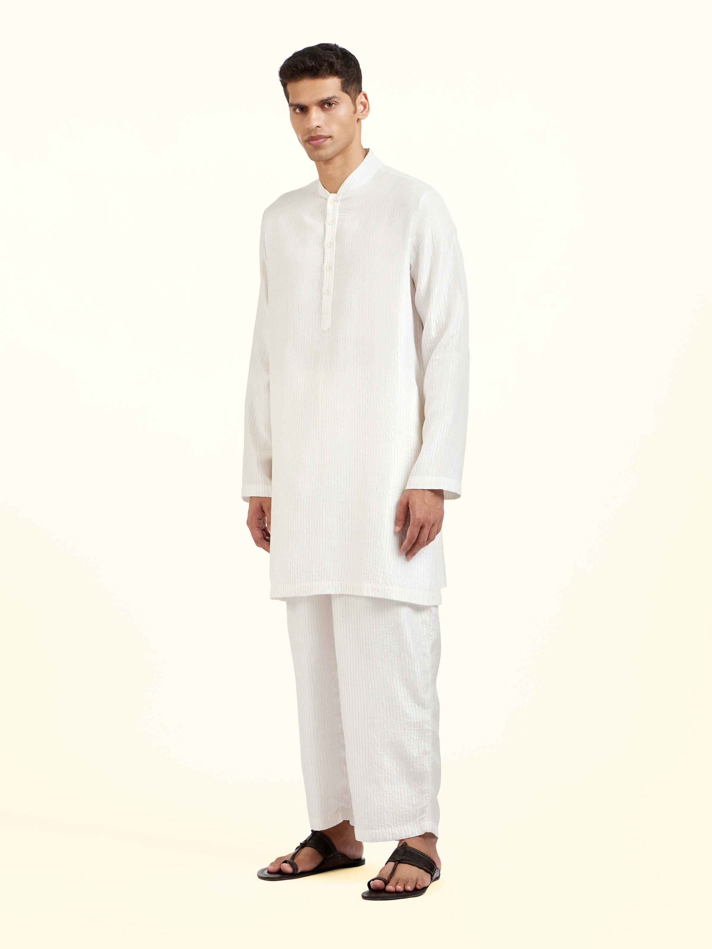 White Straight Quilted Tulip Pants