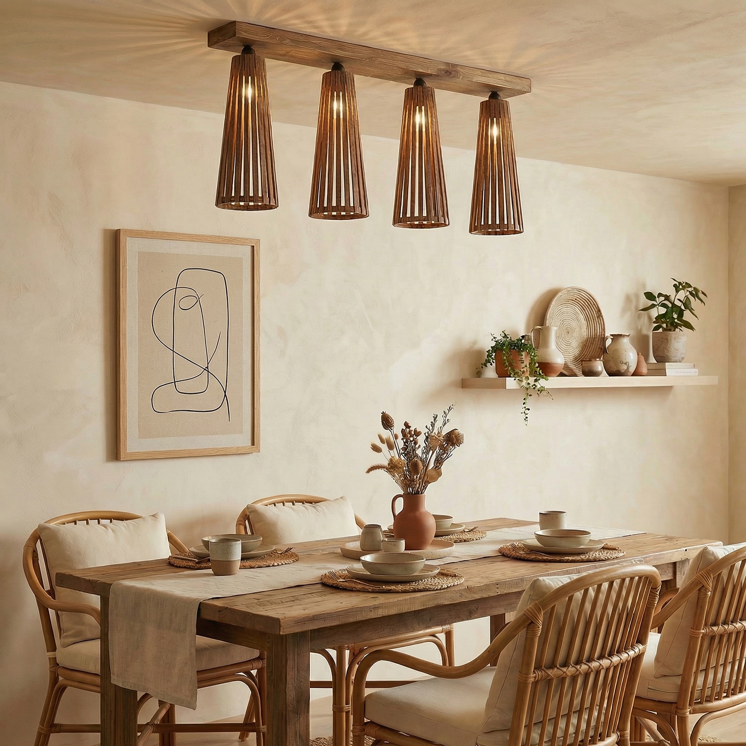 Bole Brown Solid Wood Ceiling Light