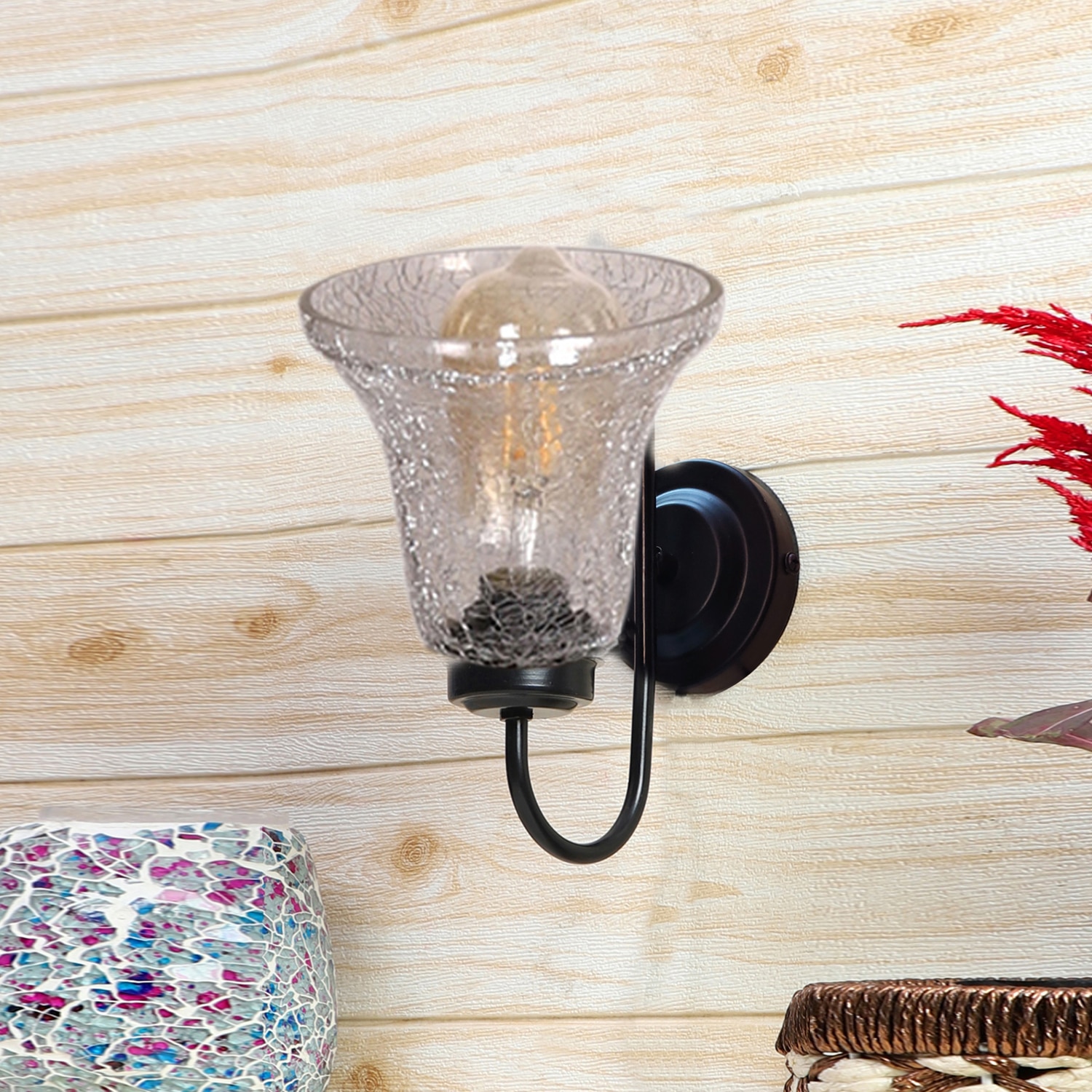 Devansh Metal Electric Wall Light in black Colour with Transparent Shade Count of 1 Light - Devansh