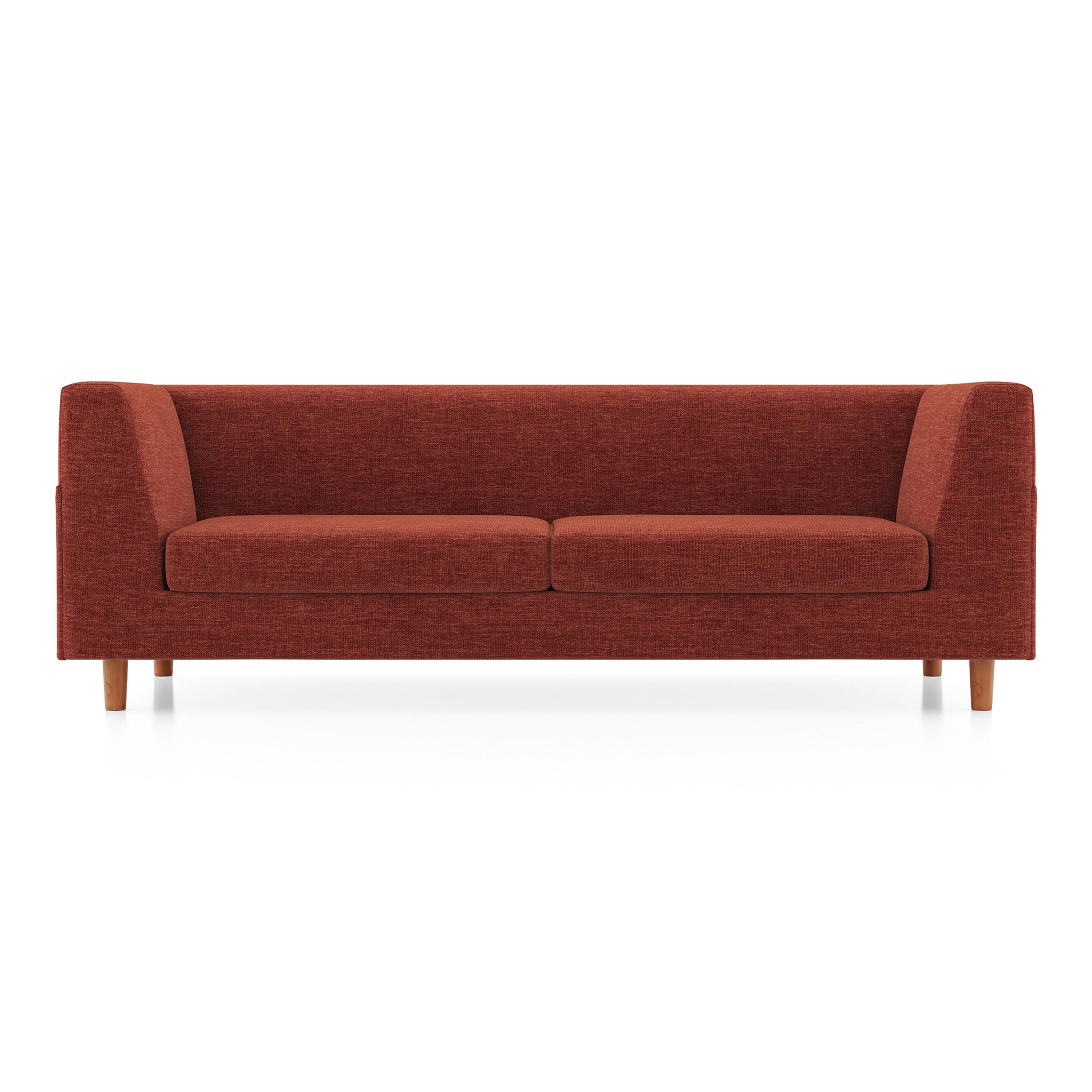 Rubik Essential 3 Seater Fabric Sofa In Dark Coral