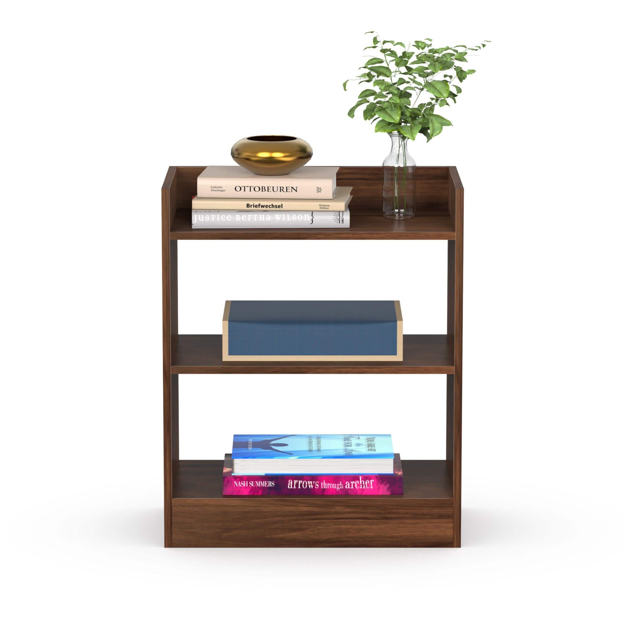 Nohee Engineered Wood Bedside Table in Brown Maple Finish