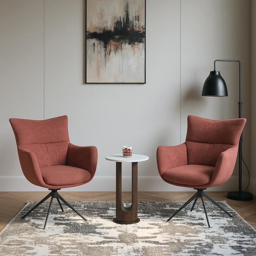 Beck Swivel Metal Dining Chair Set Of 2 In Wine Fabric