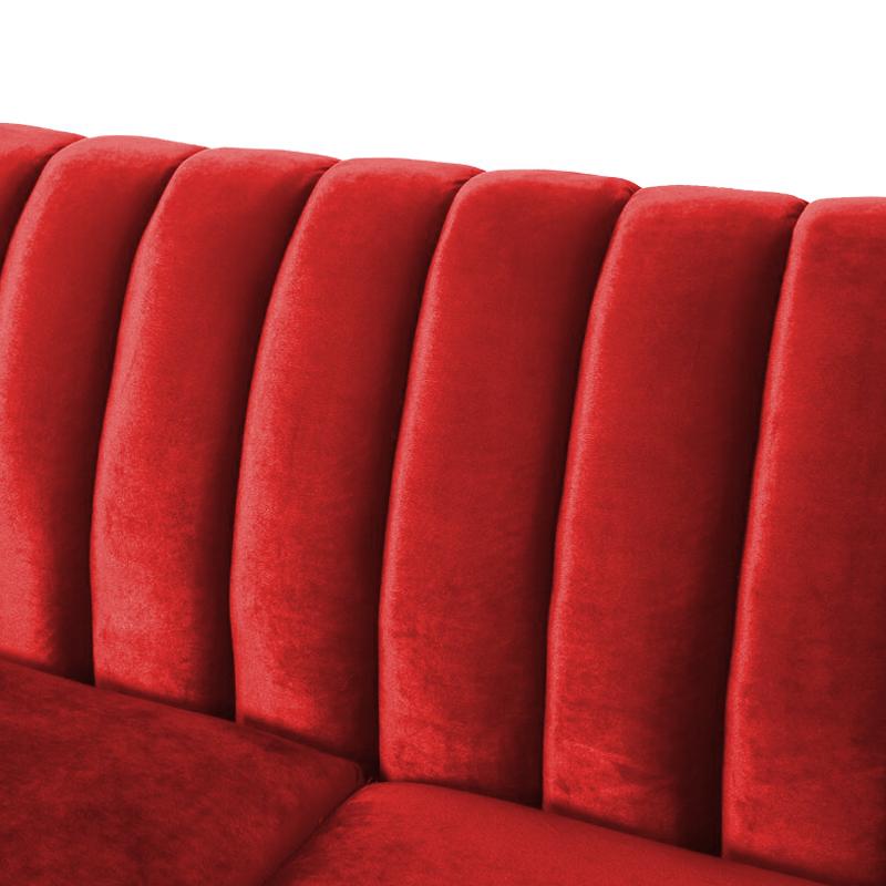 Mid Century Fabric Sofa (Red Velvet)