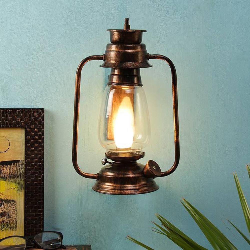 Harper Copper Metal Wall Mounted Lantern Lamp