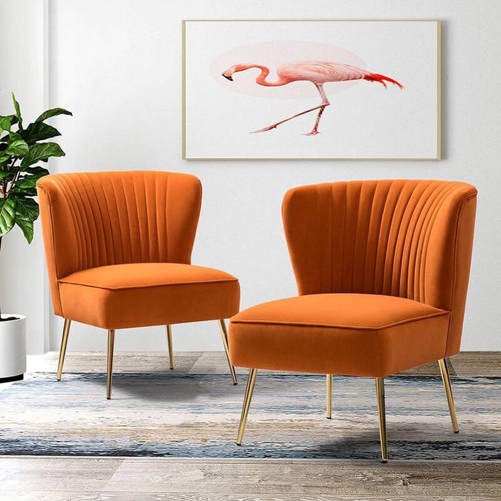 Crimson Fabric Accent Chair in Orange Colour - Home Lifestylez