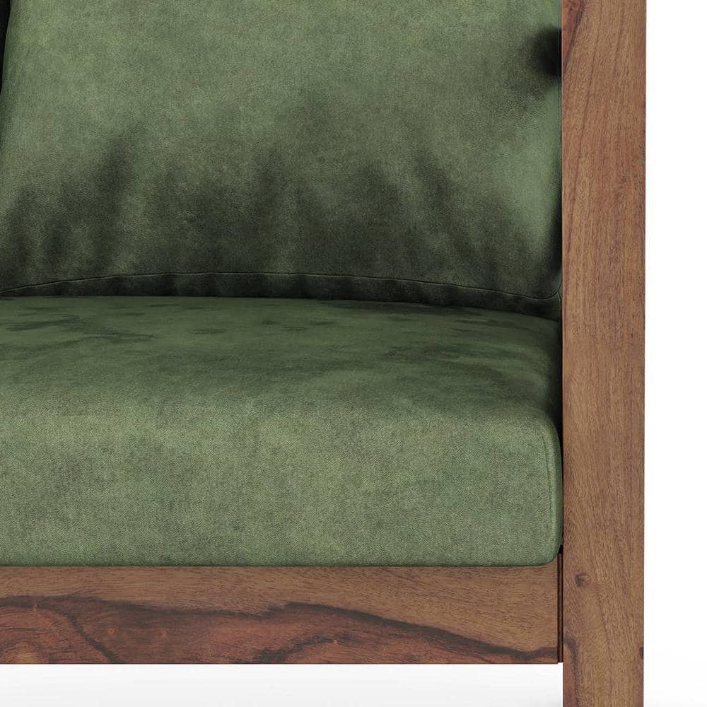 Alden 1 seater Wooden Sofa (Moss Green Velvet)