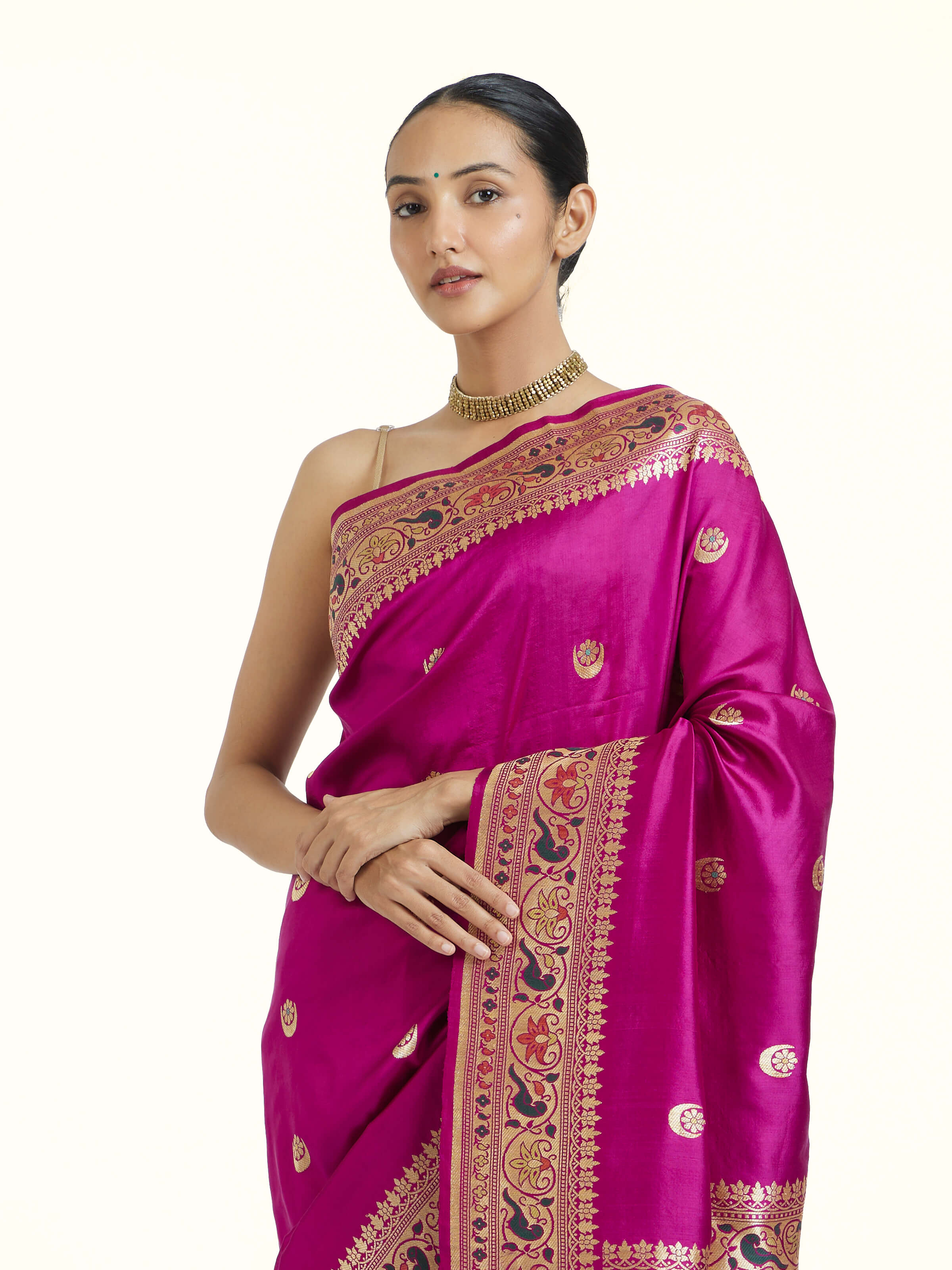 Purple Ashavali Brocade Silk Saree